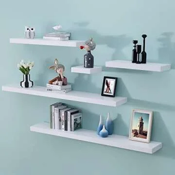 Stylish WELLAND 24" White Floating Shelves for Home Decor & Storage