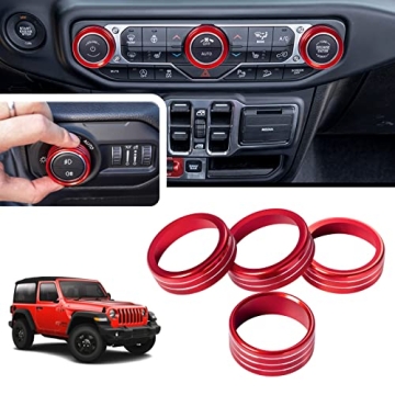 Stylish Aluminum Knob Ring Covers for Jeep Wrangler & Gladiator