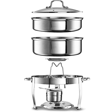 Kook Round Chafing Dish Set - 4.5 Qt Buffet Warmer
