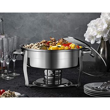 Kook Round Chafing Dish Set - 4.5 Qt Buffet Warmer