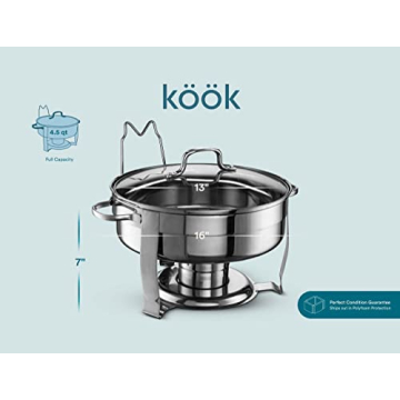 Kook Round Chafing Dish Set - 4.5 Qt Buffet Warmer