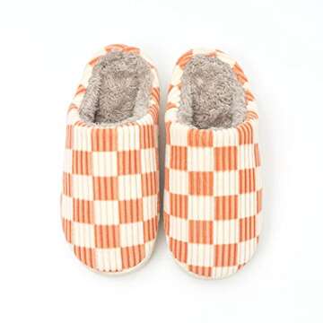 Guyarns House Slippers for Women,Fuzzy Mens Slippers,Casual House Shoes Memory Foam Womens Slippers Outdoor Indoor Warm Plush Bedroom Shoes with Faux Fur Lining(Orange 40/41)