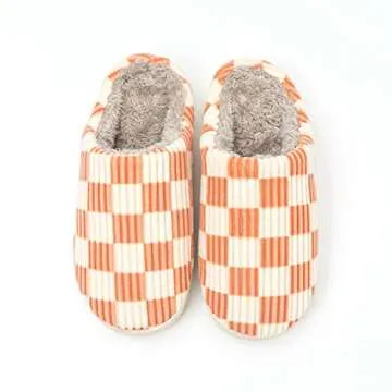 Guyarns House Slippers for Women,Fuzzy Mens Slippers,Casual House Shoes Memory Foam Womens Slippers Outdoor Indoor Warm Plush Bedroom Shoes with Faux Fur Lining(Orange 40/41)