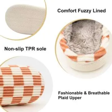 Guyarns House Slippers for Women,Fuzzy Mens Slippers,Casual House Shoes Memory Foam Womens Slippers Outdoor Indoor Warm Plush Bedroom Shoes with Faux Fur Lining(Orange 40/41)