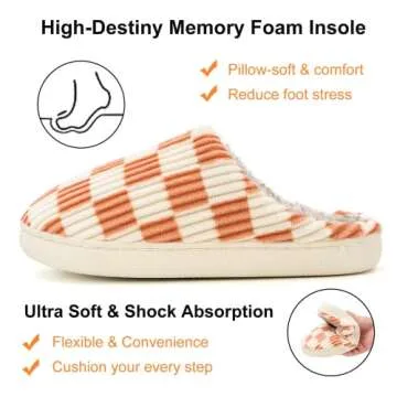 Guyarns House Slippers for Women,Fuzzy Mens Slippers,Casual House Shoes Memory Foam Womens Slippers Outdoor Indoor Warm Plush Bedroom Shoes with Faux Fur Lining(Orange 40/41)