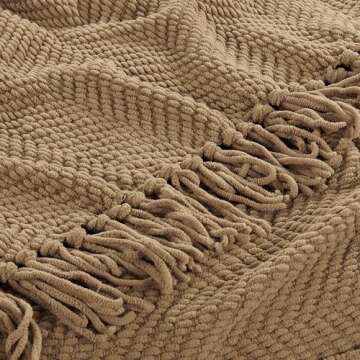 Home Soft Things Brown Throw Blanket Knitted Tweed Throw 50'' x 60'', Amphora, Super Soft Cozy Warm Comfortable Breathable Throw for Living Room Chair Couch Bed Sofa Bedroom Home Décor