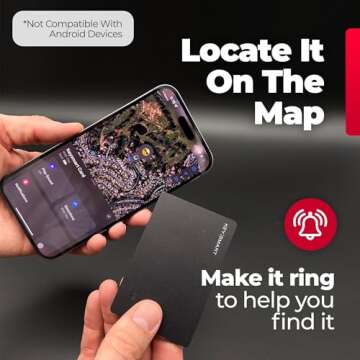 KeySmart SmartCard Wallet Tracker Card, Compatible with Apple Find My App, Rechargeable Thin GPS Item Finder for Luggage Tag, Purse, Passport, Slim Smart Bluetooth Tracking with Key Chain Hole