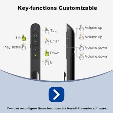 Norwii N76 Rechargeable Presentation clicker with Pointer, Long Range Presentation Remote, Wireless Presenter for PowerPoint Presentations, Slide Control (Black with Red Light)