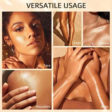 YU KUI LX 40ml Oil, Shimmery Finish, 2#-Rose Gold, Face & Body Liquid Luminizer, Waterproof Moisturizing Highlighter Makeup, Includes Brush (1.0 Fl Oz, Stick Package, Unisex)