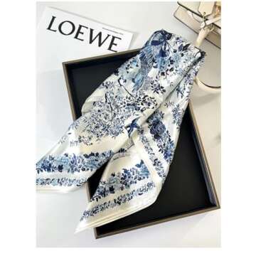 FEIBOON Mulberry Silk Scarf - Versatile 21" Hair and Neck Scarf for Women