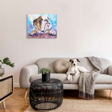 Stupell Industries English Bulldog Dog Pet Animal Watercolor Painting Canvas Wall Art, 24x30, Design...