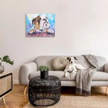 Stupell Industries English Bulldog Dog Pet Animal Watercolor Painting Canvas Wall Art, 24x30, Design...