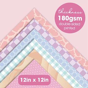 Desecraft 12x12 in Pastel Easter Scrapbooking Cardstock Decorative Paper - 36 Sheets - for Card Maki...