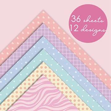 Desecraft 12x12 in Pastel Easter Scrapbooking Cardstock Decorative Paper - 36 Sheets - for Card Making Journaling Planner Origami Background Scrapbook Paper Scrapbook Materials Supplies