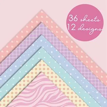 Desecraft 12x12 in Pastel Easter Scrapbooking Cardstock Decorative Paper - 36 Sheets - for Card Making Journaling Planner Origami Background Scrapbook Paper Scrapbook Materials Supplies