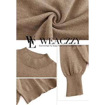 WEACZZY Black Sweaters for Women 2024 Dressy Casual Long Lantern Sleeve Oversized Pullover Sweater Knitted Fall Fashion Tops Black L