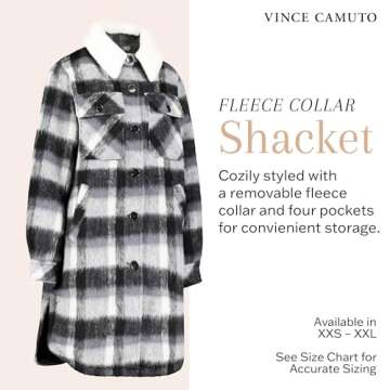 Vince Camuto Cozy Fleece Plaid Shacket - Stylish Winter Jacket for Women