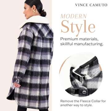 Vince Camuto Cozy Fleece Plaid Shacket for Women