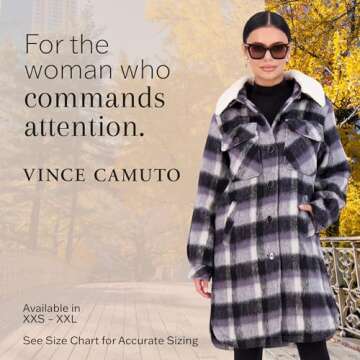 Vince Camuto Cozy Fleece Plaid Shacket for Women