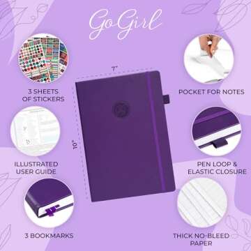 GoGirl Planner PRO Schedule - Undated Planner with Hourly Time Slots, Monthly, Weekly & Daily Organi...