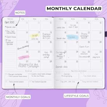 GoGirl Planner PRO Schedule - Undated Planner with Hourly Time Slots, Monthly, Weekly & Daily Organizer, Appointment Book for time Management, 7"x10" Hardcover, Lasts 1 Year - Purple