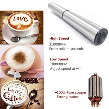 Rechargeable Milk Frother for Latte Cappuccino Stainless Steel