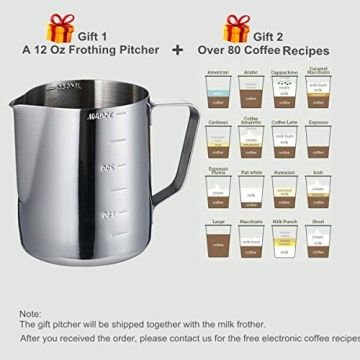 Rechargeable Milk Frother for Latte Cappuccino Stainless Steel