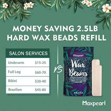 Maxpearl Wax Beads for Hair Removal, 2.5lb Hard Wax Beans Refill Bag for Brazilian Bikini, Face, Eye...