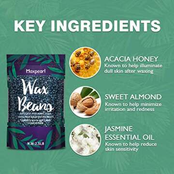 Maxpearl Wax Beads for Hair Removal, 2.5lb Hard Wax Beans Refill Bag for Brazilian Bikini, Face, Eyebrows, Underarms, Arms, Chest, Back, Legs, Coarse Body Hair Specific