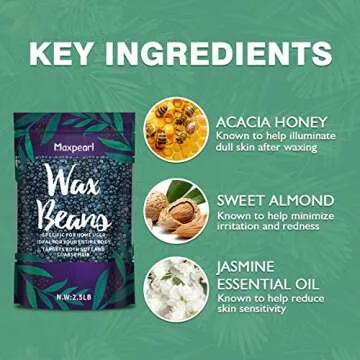 Maxpearl Wax Beads for Hair Removal, 2.5lb Hard Wax Beans Refill Bag for Brazilian Bikini, Face, Eyebrows, Underarms, Arms, Chest, Back, Legs, Coarse Body Hair Specific