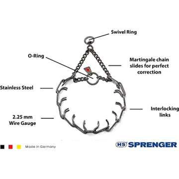 Herm Sprenger Stainless Steel Prong Dog Training Collar with Swivel Ultra-Plus Pet Pinch Collar No-P...