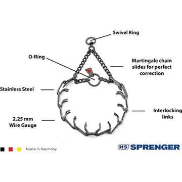 Herm Sprenger Stainless Steel Prong Dog Training Collar with Swivel Ultra-Plus Pet Pinch Collar No-P...
