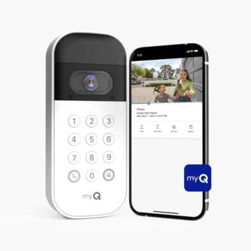 myQ Smart Garage Door Video Keypad with Wide-Angle Camera,Customizable PIN Codes,and Smartphone Cont...