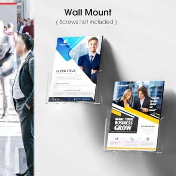 MaxGear Acrylic Brochure Holder 8.5x11 inch, Clear Plastic Literature Holder for Flyers, Pamphlets, Rack Cards and Booklets, Desk or Wall Mount, Acrylic Display Stand for Magazines, Office Use, 2 Pack