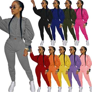 TOPSRANI Women 2 Piece Fall Outfits Jogging Suits Sweatsuit Tracksuit Sweatpants Jogger Pant Sets Casual Club Orange S