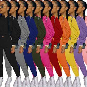 TOPSRANI Women 2 Piece Fall Outfits Jogging Suits Sweatsuit Tracksuit Sweatpants Jogger Pant Sets Casual Club Orange S