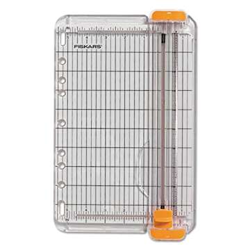 Fiskars Surecut Paper Trimmer, 8 Sheets, 9" Cut Length, Plastic Base, 8.88 X 14.38