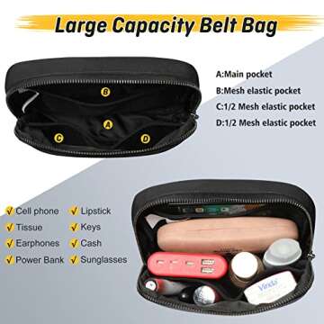 Crossbody Fanny Pack for Women Men:Small Runners Belt Bag with Adjustable Strap - Fashion Water Resistant Waist Bag, Mini Bum Bag for Running Travel Hiking Carrying All Phones,By ZOMAKE(Black)