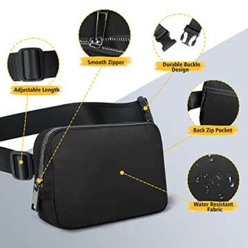 Crossbody Fanny Pack for Women Men:Small Runners Belt Bag with Adjustable Strap - Fashion Water Resistant Waist Bag, Mini Bum Bag for Running Travel Hiking Carrying All Phones,By ZOMAKE(Black)