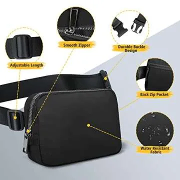 Crossbody Fanny Pack for Women Men:Small Runners Belt Bag with Adjustable Strap - Fashion Water Resistant Waist Bag, Mini Bum Bag for Running Travel Hiking Carrying All Phones,By ZOMAKE(Black)