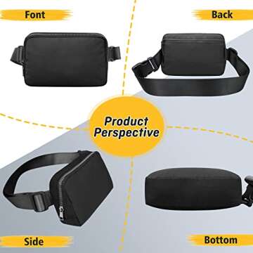 Crossbody Fanny Pack for Women Men:Small Runners Belt Bag with Adjustable Strap - Fashion Water Resistant Waist Bag, Mini Bum Bag for Running Travel Hiking Carrying All Phones,By ZOMAKE(Black)