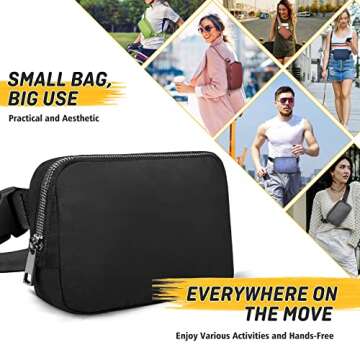 Crossbody Fanny Pack for Women Men:Small Runners Belt Bag with Adjustable Strap - Fashion Water Resistant Waist Bag, Mini Bum Bag for Running Travel Hiking Carrying All Phones,By ZOMAKE(Black)