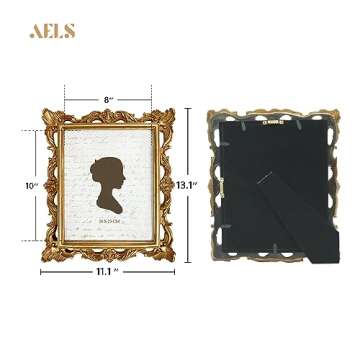 AELS 8x10 Inch Vintage Picture Frame, Elegant Antique Photo Frames with Glass Front, Photo Display, ...