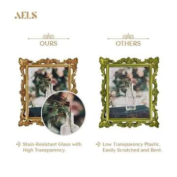 AELS 8x10 Inch Vintage Picture Frame, Elegant Antique Photo Frames with Glass Front, Photo Display, Tabletop Wall Hanging, Gift Ideas, Golden Bronze