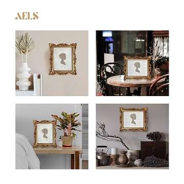 AELS 8x10 Inch Vintage Picture Frame, Elegant Antique Photo Frames with Glass Front, Photo Display, Tabletop Wall Hanging, Gift Ideas, Golden Bronze