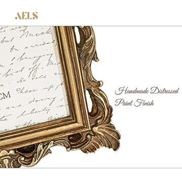 AELS 8x10 Inch Vintage Picture Frame, Elegant Antique Photo Frames with Glass Front, Photo Display, Tabletop Wall Hanging, Gift Ideas, Golden Bronze