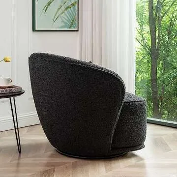 KINWELL 33" Swivel Barrel Chair - Stylish Boucle Accent