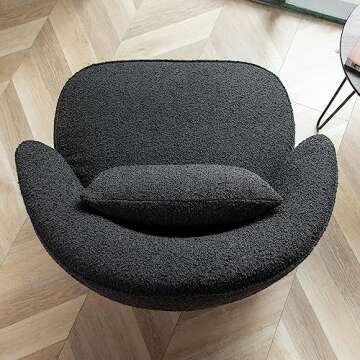 KINWELL 33" Swivel Barrel Chair - Stylish Boucle Accent