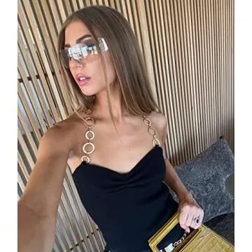 GUVIVI Y2K Sunglasses for Women Men Fashion Shield Rimless Wrap Around Sunglass Gradient Lens Y2K Trendy Sun Glasses