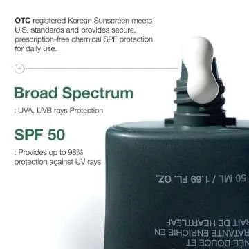 Anua Heartleaf Silky Moisture Mild Sunscreen, Broad Spectrum SPF 50+ with Moisturizing Formula, Lightweight Korean Sunscreen, Natural finish, Vegan, korean skin care 50ml / 1.69 fl. oz.